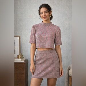 Chic Houndstooth Two-Piece Set